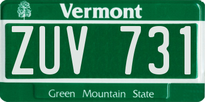 VT license plate ZUV731
