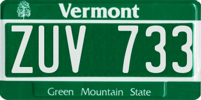 VT license plate ZUV733