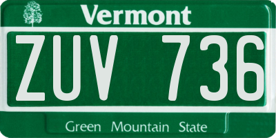 VT license plate ZUV736