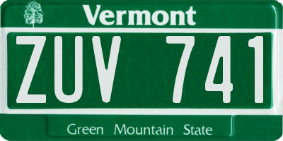 VT license plate ZUV741