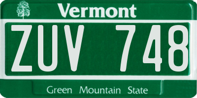 VT license plate ZUV748