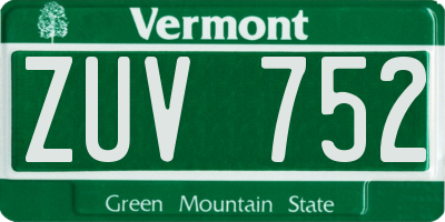 VT license plate ZUV752
