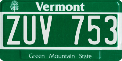 VT license plate ZUV753