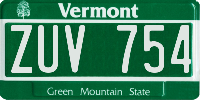VT license plate ZUV754