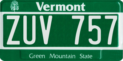 VT license plate ZUV757