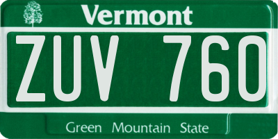 VT license plate ZUV760