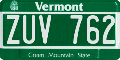 VT license plate ZUV762