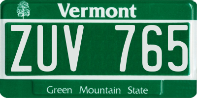 VT license plate ZUV765