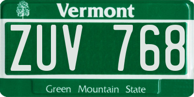 VT license plate ZUV768