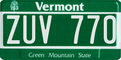VT license plate ZUV770