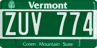 VT license plate ZUV774