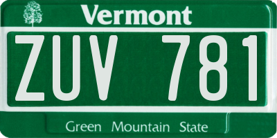 VT license plate ZUV781