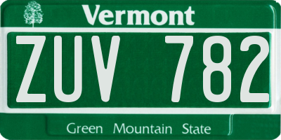 VT license plate ZUV782