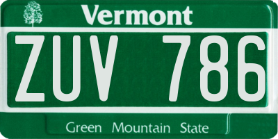 VT license plate ZUV786