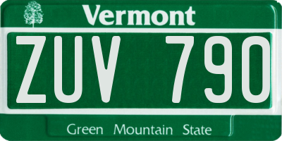 VT license plate ZUV790