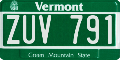 VT license plate ZUV791