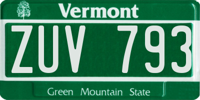 VT license plate ZUV793