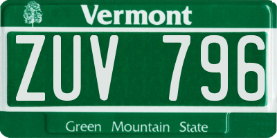VT license plate ZUV796