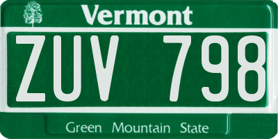 VT license plate ZUV798