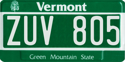 VT license plate ZUV805