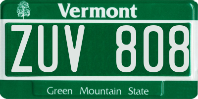 VT license plate ZUV808