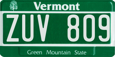 VT license plate ZUV809