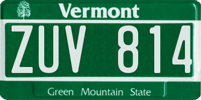 VT license plate ZUV814