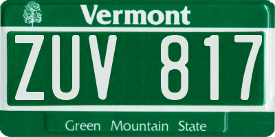 VT license plate ZUV817