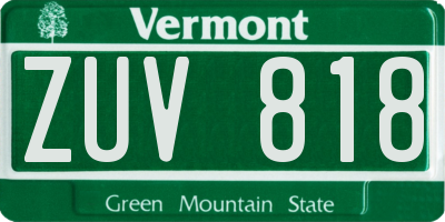 VT license plate ZUV818