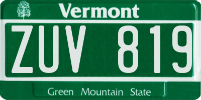 VT license plate ZUV819
