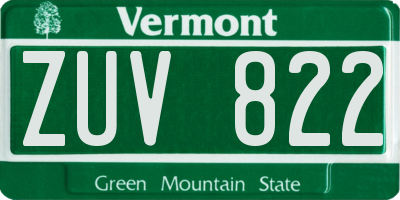 VT license plate ZUV822