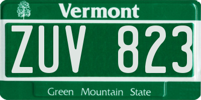 VT license plate ZUV823