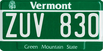 VT license plate ZUV830