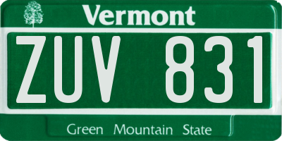 VT license plate ZUV831
