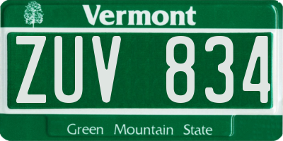 VT license plate ZUV834