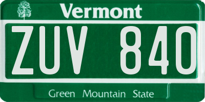 VT license plate ZUV840