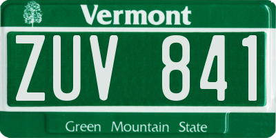 VT license plate ZUV841