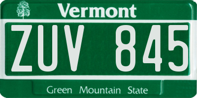 VT license plate ZUV845