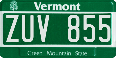 VT license plate ZUV855