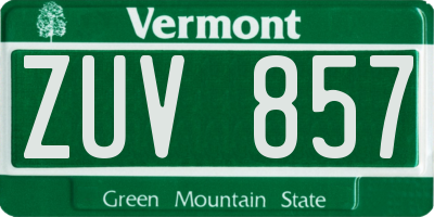 VT license plate ZUV857