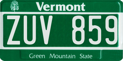 VT license plate ZUV859