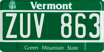 VT license plate ZUV863