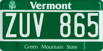 VT license plate ZUV865