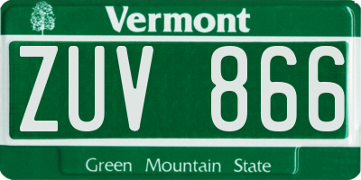 VT license plate ZUV866