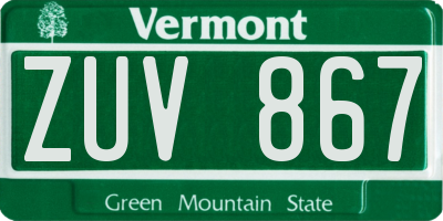 VT license plate ZUV867