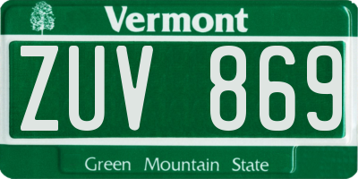 VT license plate ZUV869