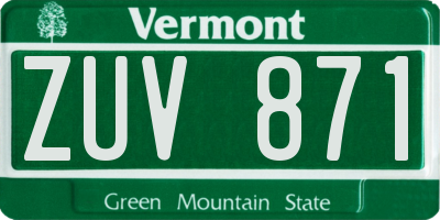 VT license plate ZUV871