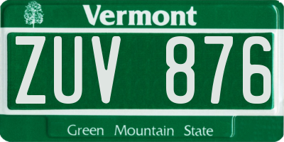 VT license plate ZUV876