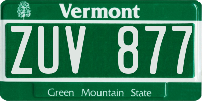 VT license plate ZUV877