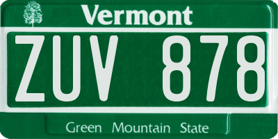 VT license plate ZUV878
